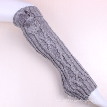 Knitted Cable Leg Warmer with POM POM (TA301)